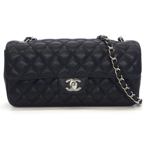 Chanel Matelasse A35731 Shoulder Bag Black Caviar Skin Silver Hardware - Picture 1 of 10